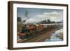 India - View of the Bombay-Poona Mail Train-Lantern Press-Framed Art Print