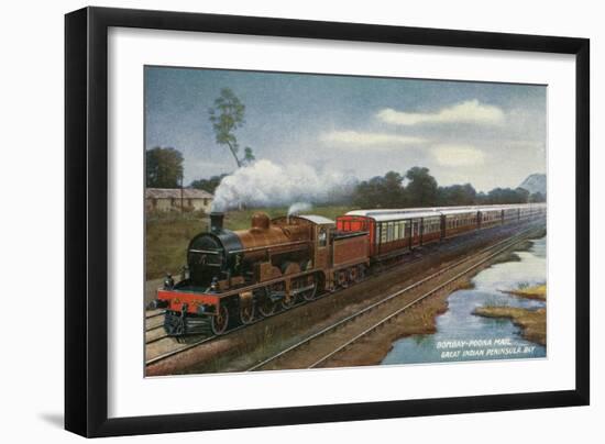 India - View of the Bombay-Poona Mail Train-Lantern Press-Framed Art Print