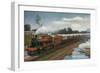 India - View of the Bombay-Poona Mail Train-Lantern Press-Framed Art Print