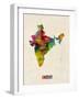 India Watercolor Map-Michael Tompsett-Framed Art Print