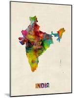 India Watercolor Map-Michael Tompsett-Mounted Art Print