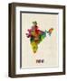 India Watercolor Map-Michael Tompsett-Framed Art Print