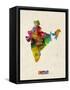 India Watercolor Map-Michael Tompsett-Framed Stretched Canvas