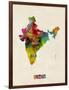 India Watercolor Map-Michael Tompsett-Framed Art Print