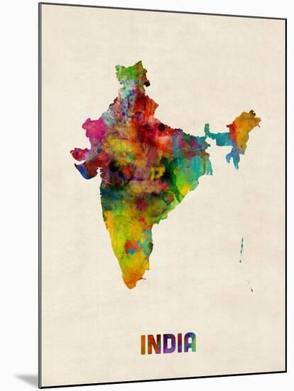 India Watercolor Map-Michael Tompsett-Mounted Art Print