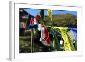 India, West Bengal, Singalila National Park, Tonglu, Buddhist Prayer Flags-Anthony Asael-Framed Photographic Print