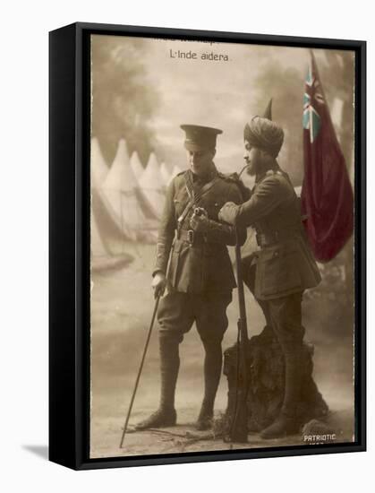 "India Will Help" - a British and an Indian Officer Join Forces to Fight the Enemy-null-Framed Stretched Canvas