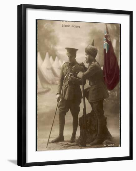 "India Will Help" - a British and an Indian Officer Join Forces to Fight the Enemy-null-Framed Photographic Print