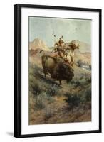 Indian and Buffalo, 1891-Edgar Samuel Paxson-Framed Giclee Print