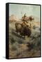 Indian and Buffalo, 1891-Edgar Samuel Paxson-Framed Stretched Canvas