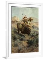 Indian and Buffalo, 1891-Edgar Samuel Paxson-Framed Giclee Print