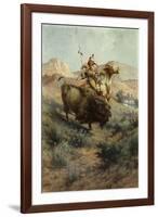 Indian and Buffalo, 1891-Edgar Samuel Paxson-Framed Giclee Print