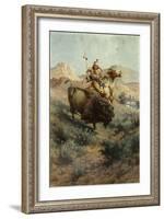 Indian and Buffalo, 1891-Edgar Samuel Paxson-Framed Giclee Print