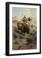 Indian and Buffalo, 1891-Edgar Samuel Paxson-Framed Premium Giclee Print