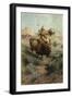 Indian and Buffalo-Edgar Samuel Paxson-Framed Premium Giclee Print