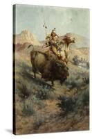 Indian and Buffalo-Edgar Samuel Paxson-Stretched Canvas