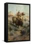 Indian and Buffalo-Edgar Samuel Paxson-Framed Stretched Canvas