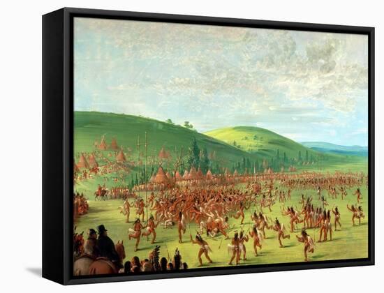 Indian Ball Game-George Catlin-Framed Stretched Canvas