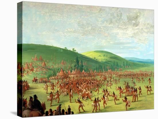 Indian Ball Game-George Catlin-Stretched Canvas