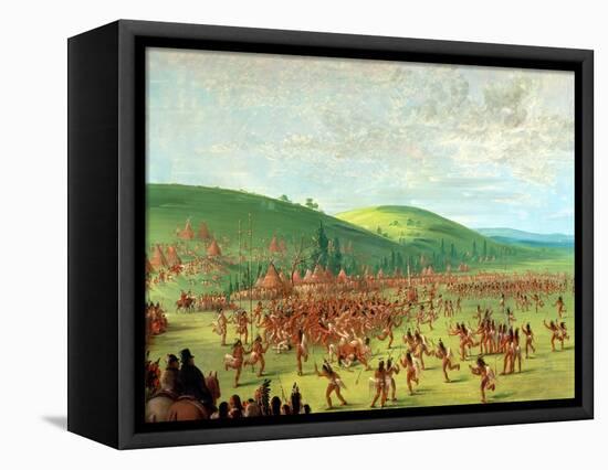 Indian Ball Game-George Catlin-Framed Stretched Canvas