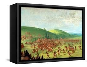 Indian Ball Game-George Catlin-Framed Stretched Canvas
