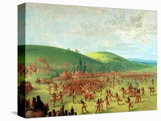 Indian Ball Game-George Catlin-Stretched Canvas