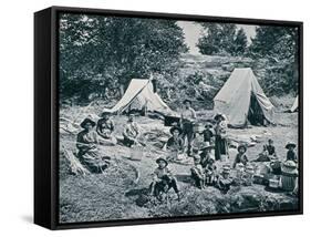 Indian Basket-Makers on the Banks of the St. Lawrence River, 1890s-null-Framed Stretched Canvas