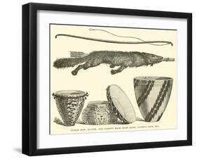 Indian Bow, Quiver, and Baskets Made from Grass, Cyperus Root, Etc-null-Framed Giclee Print