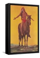 Indian Brave on Horse-Found Image Press-Framed Stretched Canvas