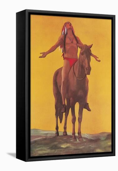 Indian Brave on Horse-Found Image Press-Framed Stretched Canvas