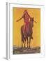 Indian Brave on Horse-Found Image Press-Framed Giclee Print