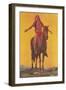 Indian Brave on Horse-Found Image Press-Framed Giclee Print