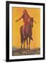 Indian Brave on Horse-null-Framed Art Print
