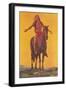 Indian Brave on Horse-null-Framed Art Print