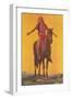 Indian Brave on Horse-null-Framed Art Print
