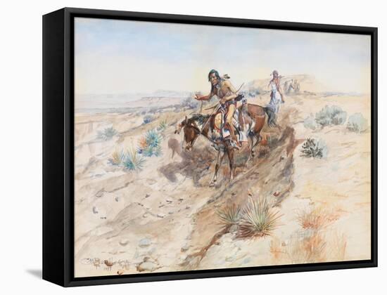 Indian Braves, 1899-Charles Marion Russell-Framed Stretched Canvas