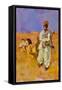 Indian camel man oil on board-Sue Wales-Framed Stretched Canvas