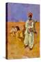 Indian camel man oil on board-Sue Wales-Stretched Canvas