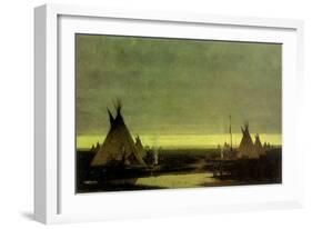 Indian Camp at Dawn, 1873-Jules Tavernier-Framed Giclee Print