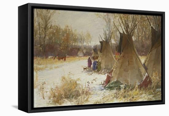 Indian Camp in the Snow-Joseph Henry Sharp-Framed Stretched Canvas