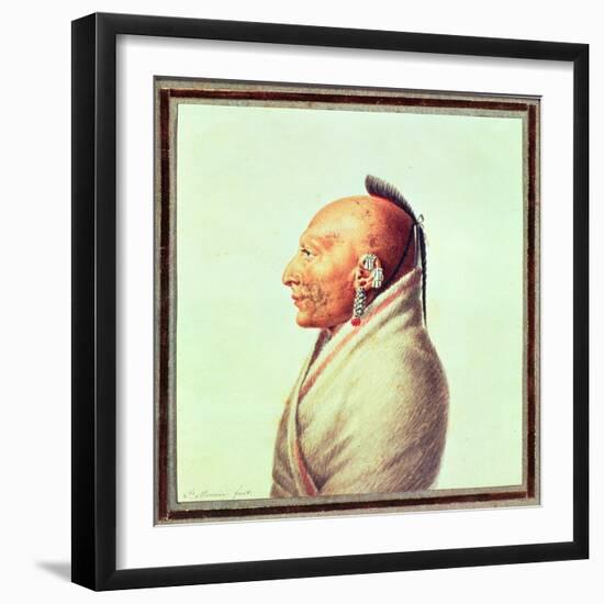 Indian Chief of the Little Osages, C.1807-Charles Balthazar Julien Fevret De Saint-memin-Framed Giclee Print