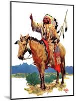 "Indian Chief on Horseback,"August 22, 1936-Charles Hargens-Mounted Giclee Print