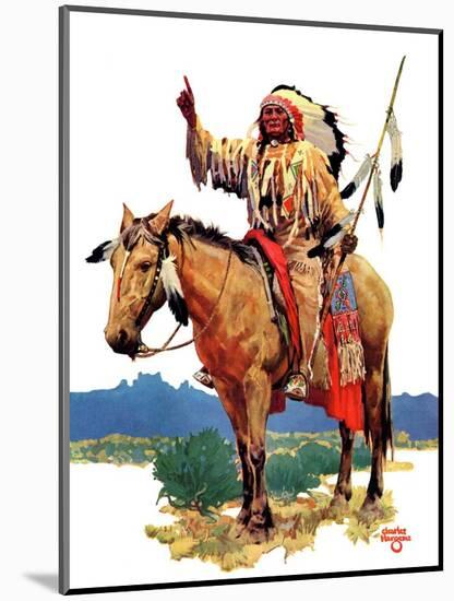 "Indian Chief on Horseback,"August 22, 1936-Charles Hargens-Mounted Giclee Print