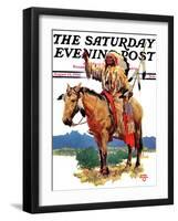 "Indian Chief on Horseback," Saturday Evening Post Cover, August 22, 1936-Charles Hargens-Framed Giclee Print