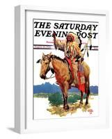 "Indian Chief on Horseback," Saturday Evening Post Cover, August 22, 1936-Charles Hargens-Framed Giclee Print