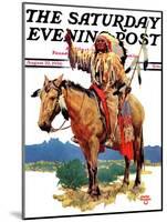 "Indian Chief on Horseback," Saturday Evening Post Cover, August 22, 1936-Charles Hargens-Mounted Giclee Print