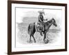 Indian Chief on Horseback, Wearing Flattened Feather Head Dress-null-Framed Art Print