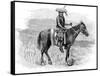 Indian Chief on Horseback, Wearing Flattened Feather Head Dress-null-Framed Stretched Canvas
