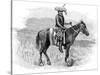 Indian Chief on Horseback, Wearing Flattened Feather Head Dress-null-Stretched Canvas