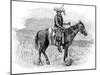 Indian Chief on Horseback, Wearing Flattened Feather Head Dress-null-Mounted Art Print